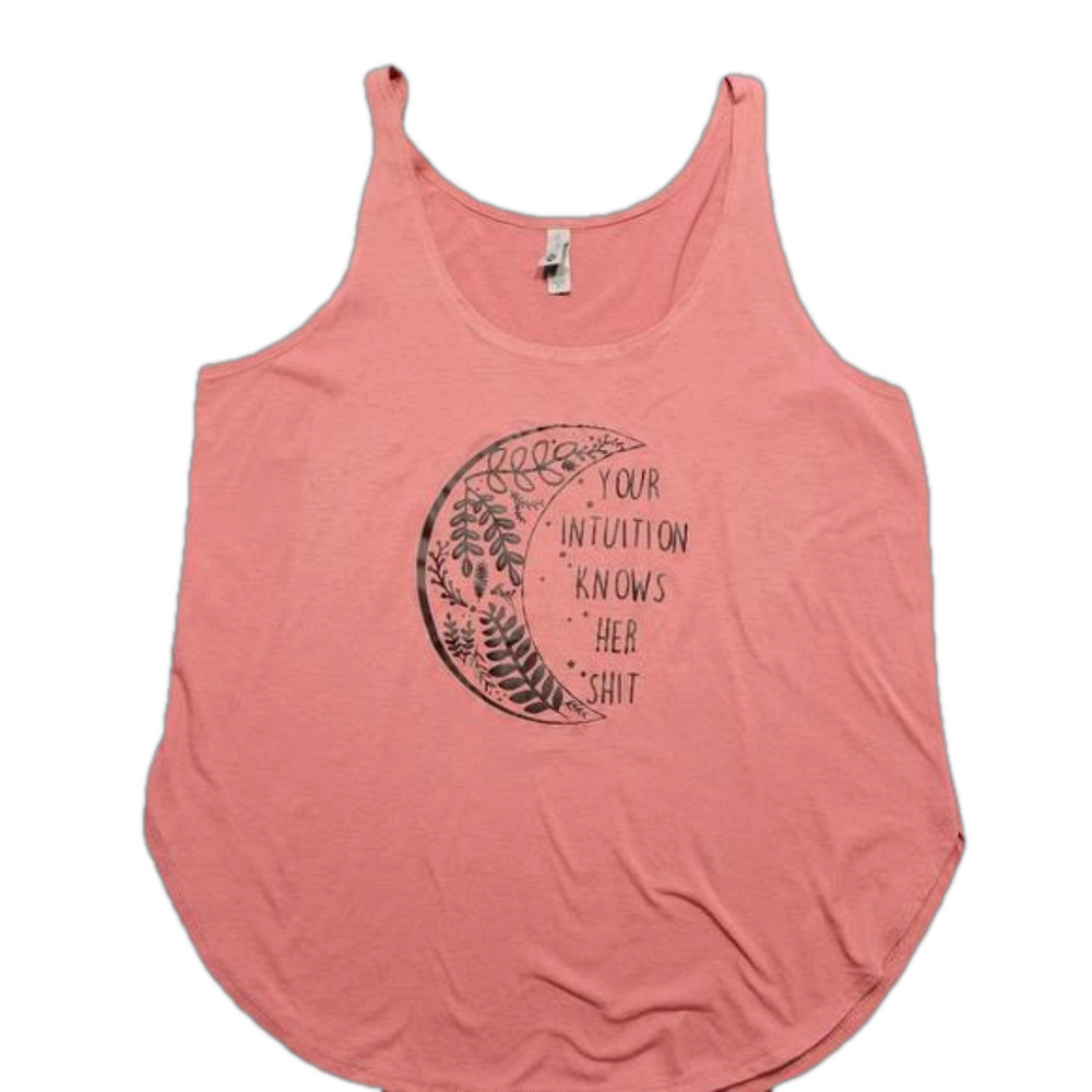 Next Level Apparel Salmon Pink Your Intuition Moon Tank Top Women's XL